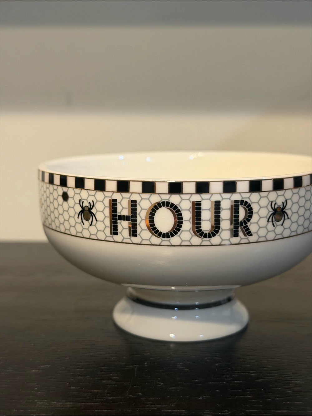 Anthropologie Bistro Tile Stoneware Gold Accent Halloween ‘Witching Hour’ Bowl - Picture 4 of 7